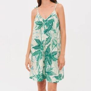 H&M - NWT Palm Leaves Floral White Spaghetti Strap Tie Back Dress Size XS